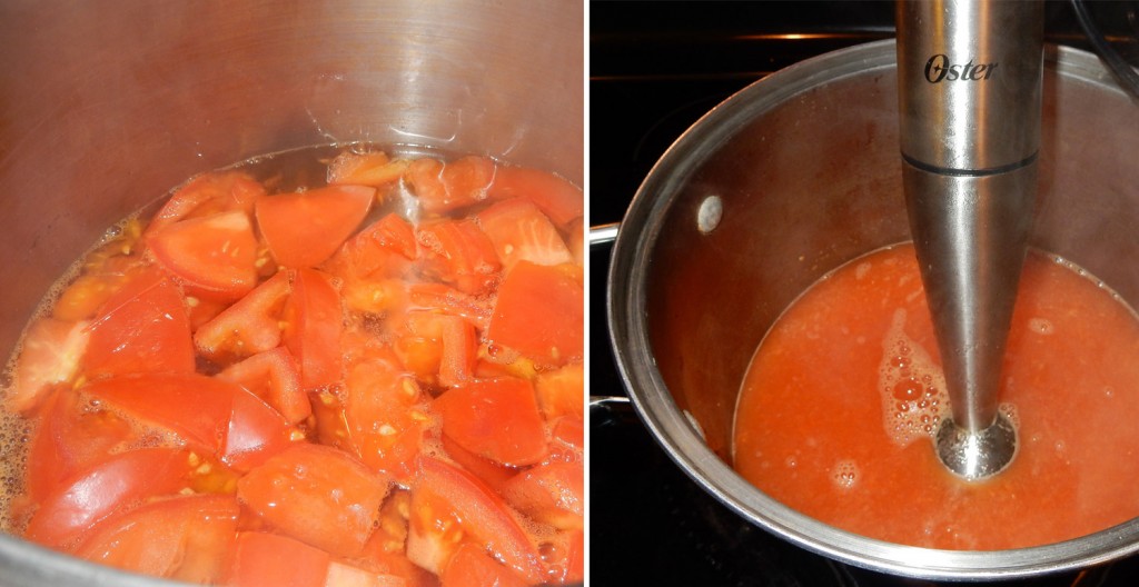 Cook soup, then blend until smooth.